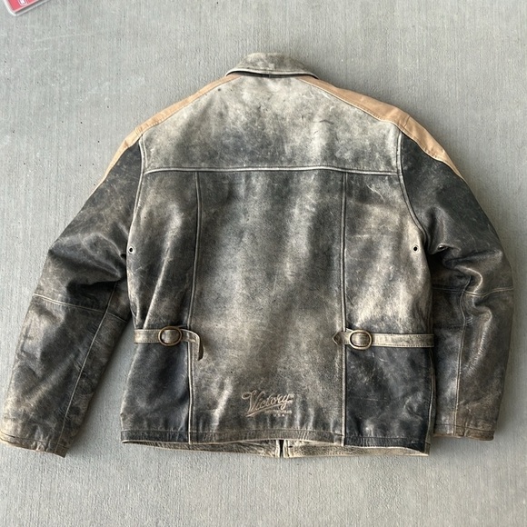 Victory Motorcycles USA Genuine Leather Distressed Two-Tone Jacket Men’s Large - Picture 6 of 9